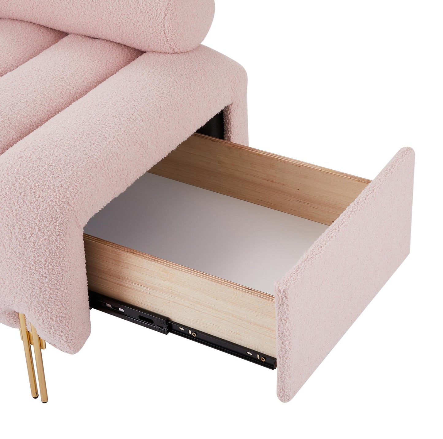 Modern End of Bed Bench Upholstered Teddy Entryway Ottoman Bench Fuzzy Sofa Stool Footrest Window Bench with Gold Metal Legs for Bedroom Apartments - FurniFindUSA