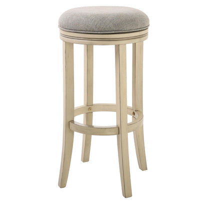 30" Ivory Finished Solid Wood Frame In Paradigm Quartz Fabric Bar Stool - FurniFindUSA