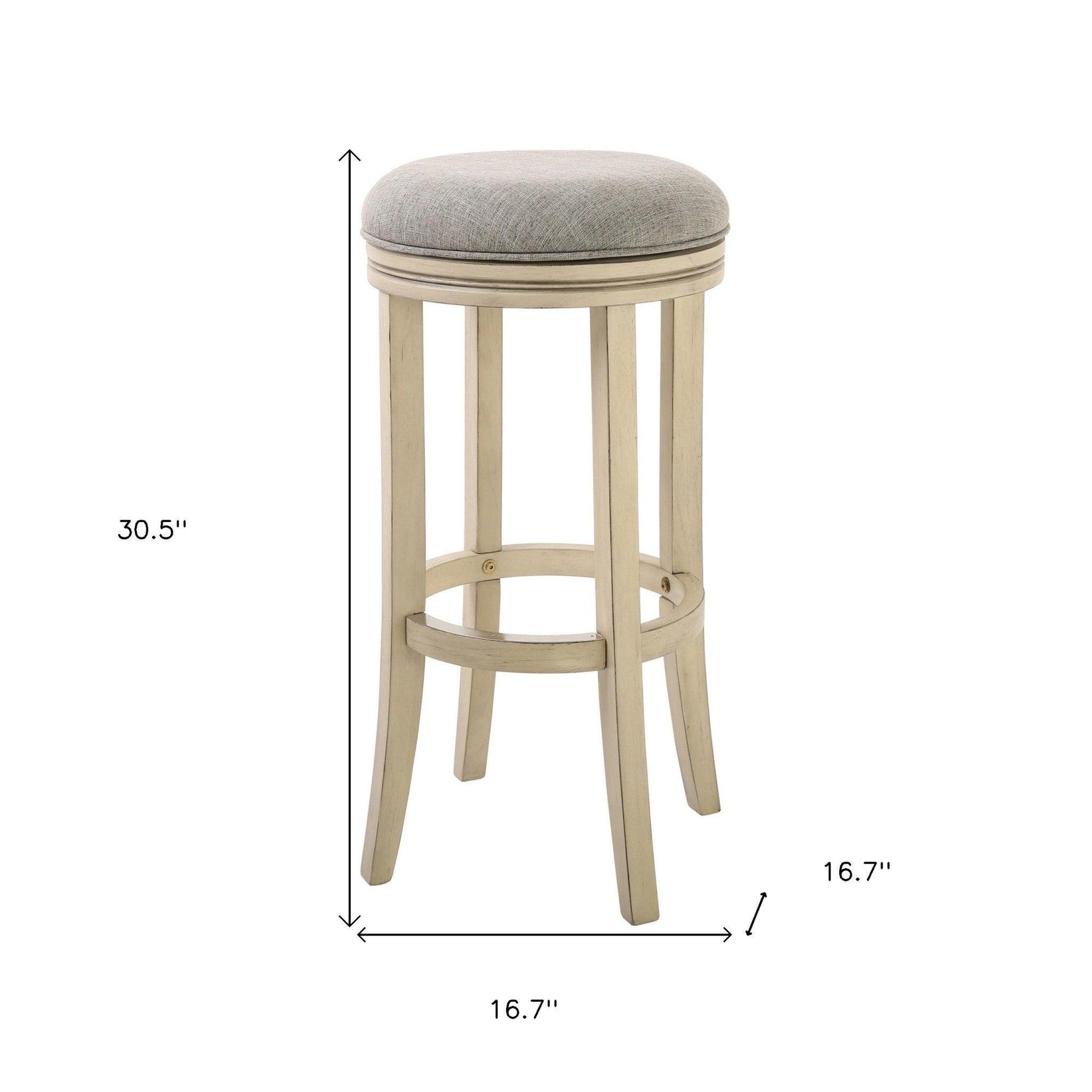 30" Ivory Finished Solid Wood Frame In Paradigm Quartz Fabric Bar Stool - FurniFindUSA