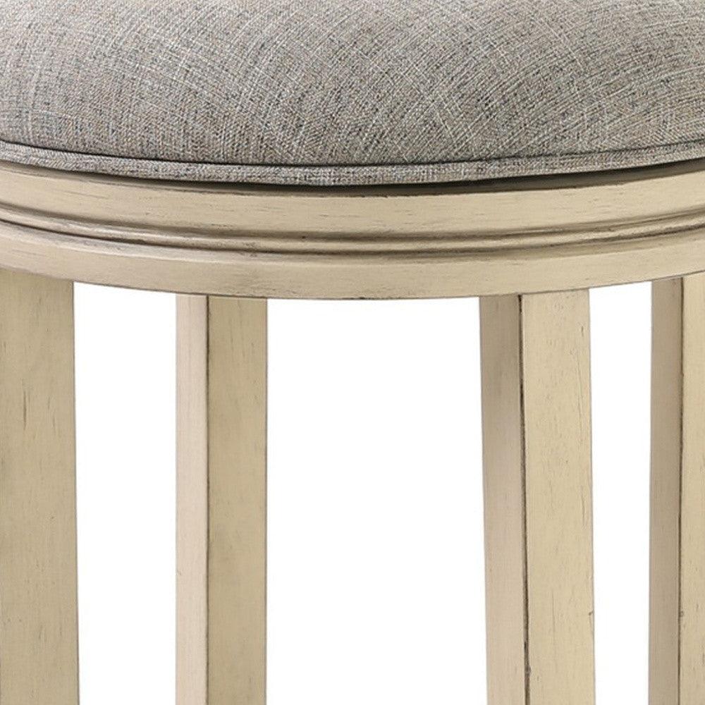 30" Ivory Finished Solid Wood Frame In Paradigm Quartz Fabric Bar Stool - FurniFindUSA