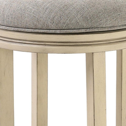 30" Ivory Finished Solid Wood Frame In Paradigm Quartz Fabric Bar Stool - FurniFindUSA