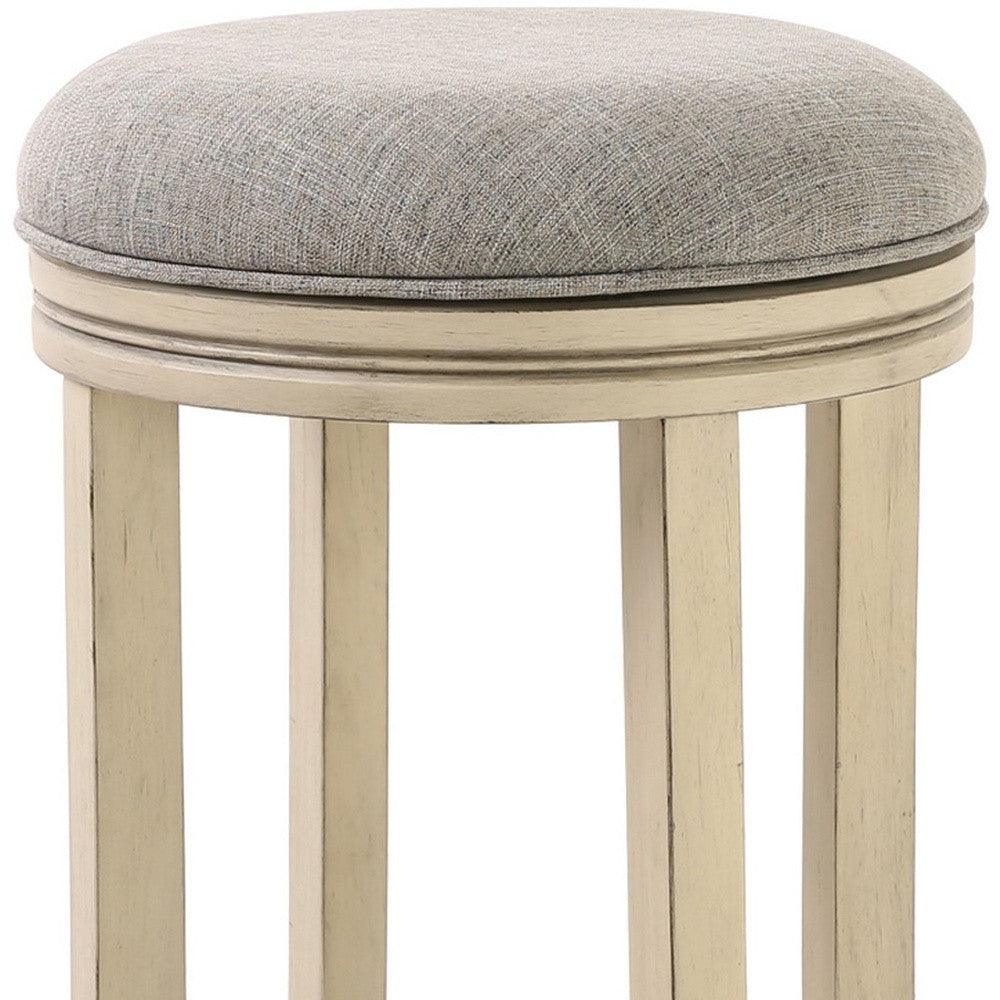 30" Ivory Finished Solid Wood Frame In Paradigm Quartz Fabric Bar Stool - FurniFindUSA