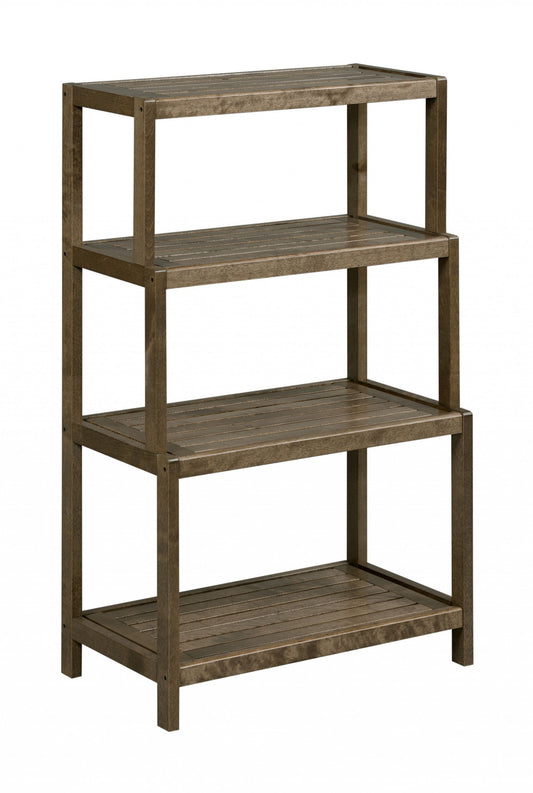 37" Chestnut Solid Wood Four Tier Step Bookcase