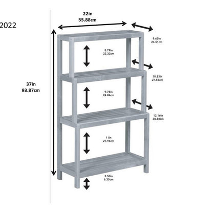 37" Chestnut Solid Wood Four Tier Step Bookcase