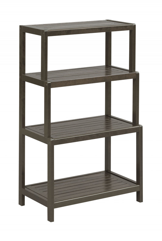 37" Espresso Solid Wood Four Tier Step Bookcase