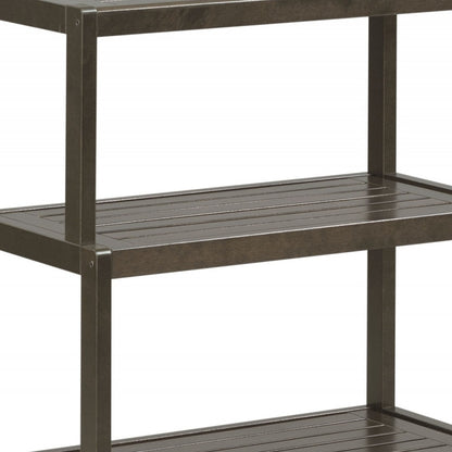 37" Espresso Solid Wood Four Tier Step Bookcase