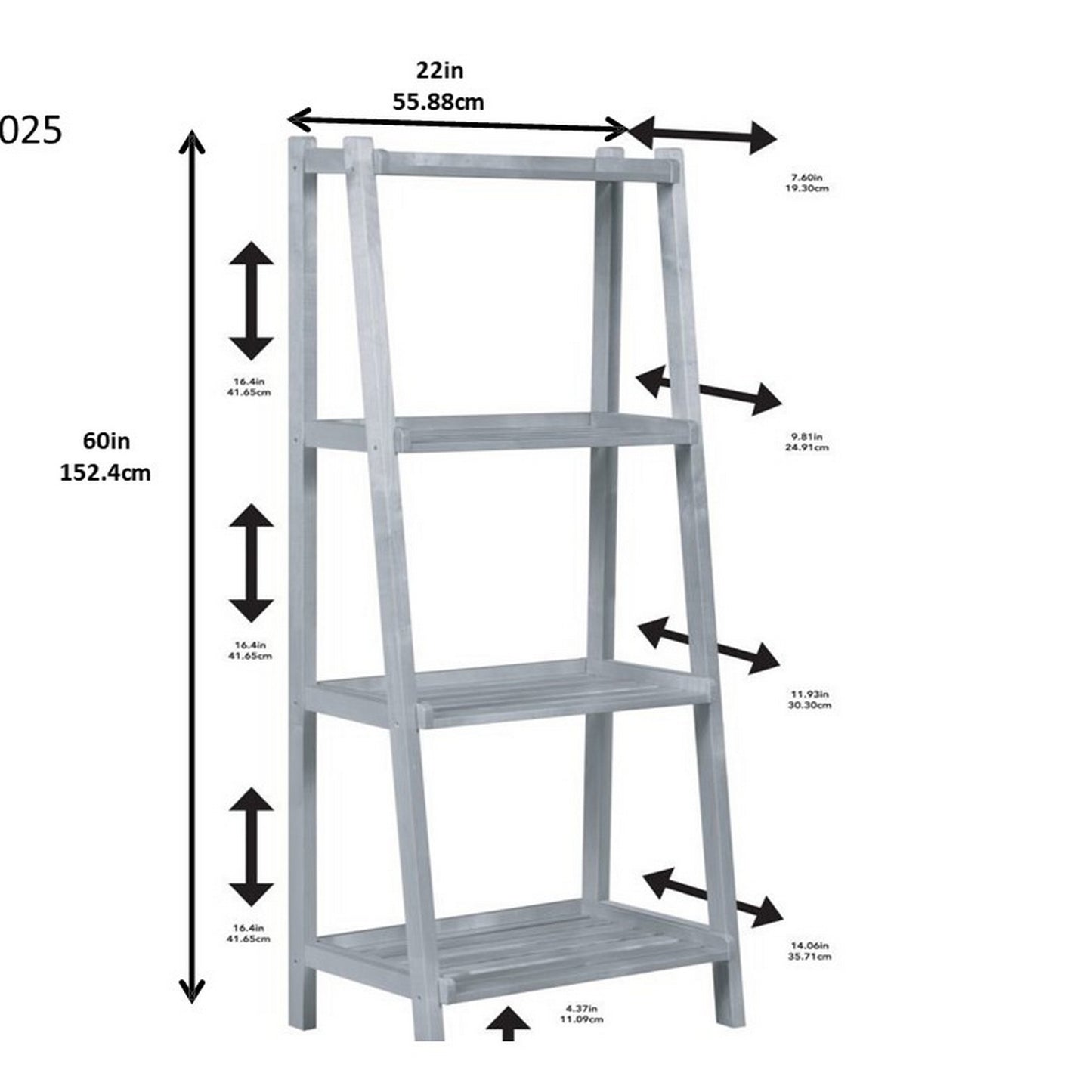 60" Ladder Bookcase With 4 Shelves In Espresso