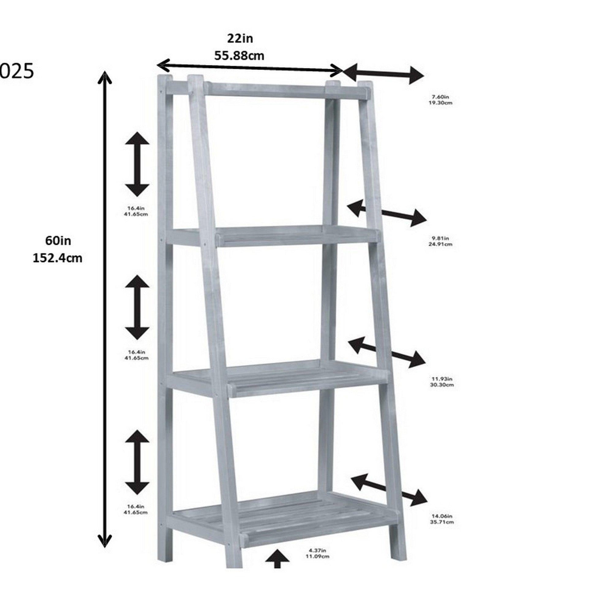 60" Leaning Ladder Bookshelf With 4 Shelves In Graphite - FurniFindUSA