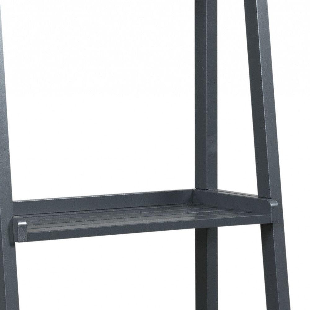 60" Leaning Ladder Bookshelf With 4 Shelves In Graphite - FurniFindUSA