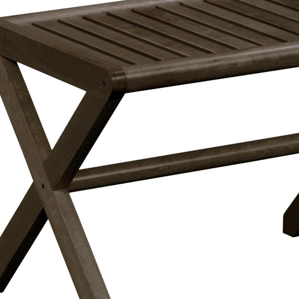 23" Dark Brown Wood Slat Stool Or End Table - FurniFindUSA
