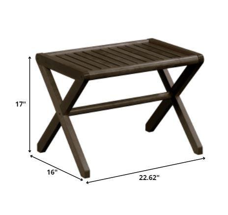 23" Dark Brown Wood Slat Stool Or End Table - FurniFindUSA