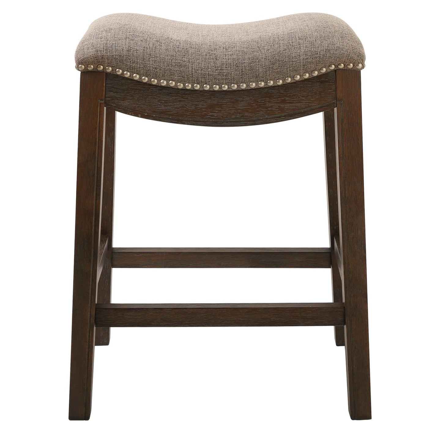 26" Taupe and Wood Brown Solid Wood Backless Counter Height Bar Chair with Footrest - FurniFindUSA