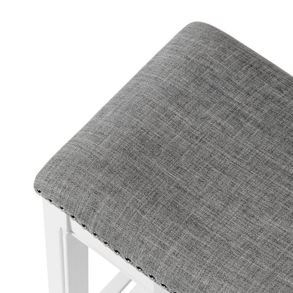 26" Gray And White Fabric And Solid Wood Backless Counter Height Bar Chair HomeRoots