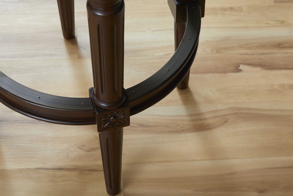 31" Brown Faux Leather And Solid Wood Backless Counter Height Swivel Bar Chair HomeRoots