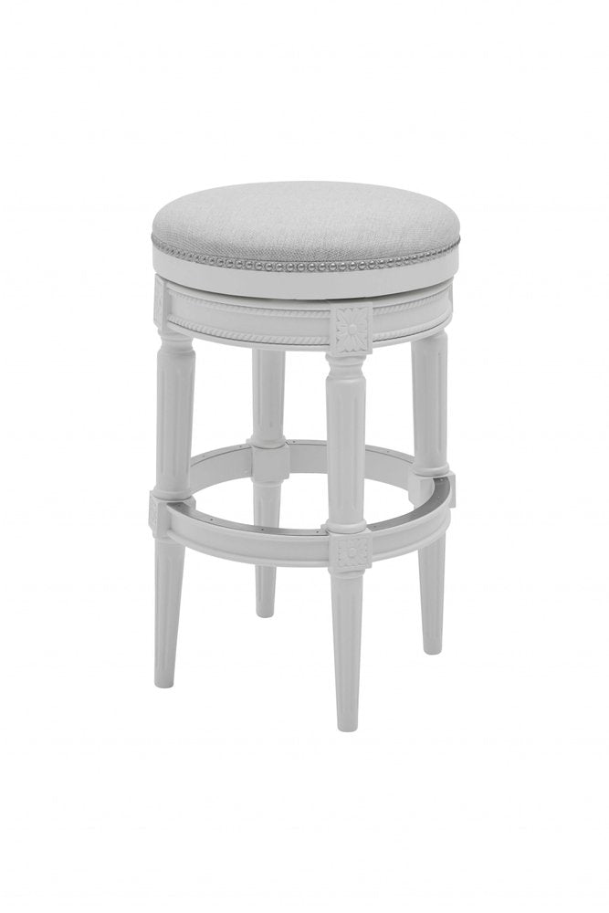 26" Gray Solid Wood Backless Bar Height Swivel Bar Chair HomeRoots