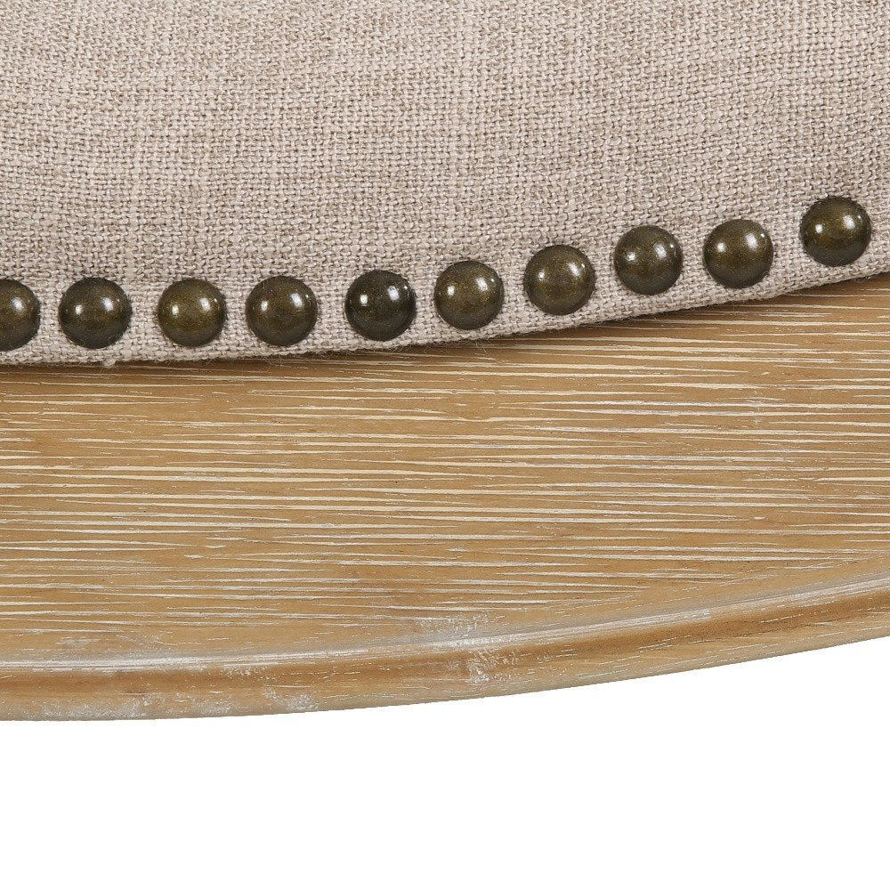 31" Linen And Natural Fabric And Solid Wood Backless Bar Height Bar Chair HomeRoots