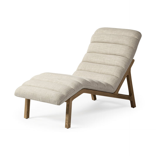 54" Cream and Brown Fabric Tufted Lounge Chair HomeRoots