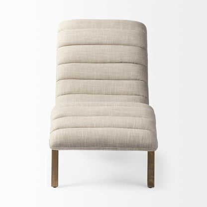 54" Cream and Brown Fabric Tufted Lounge Chair HomeRoots