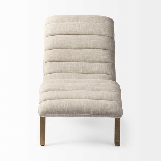 54" Cream and Brown Fabric Tufted Lounge Chair HomeRoots