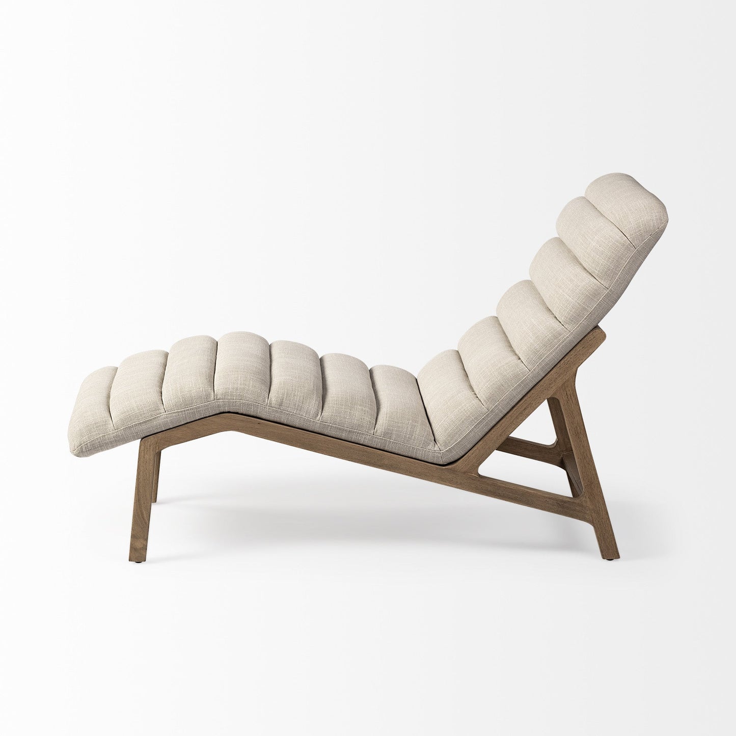 54" Cream and Brown Fabric Tufted Lounge Chair HomeRoots