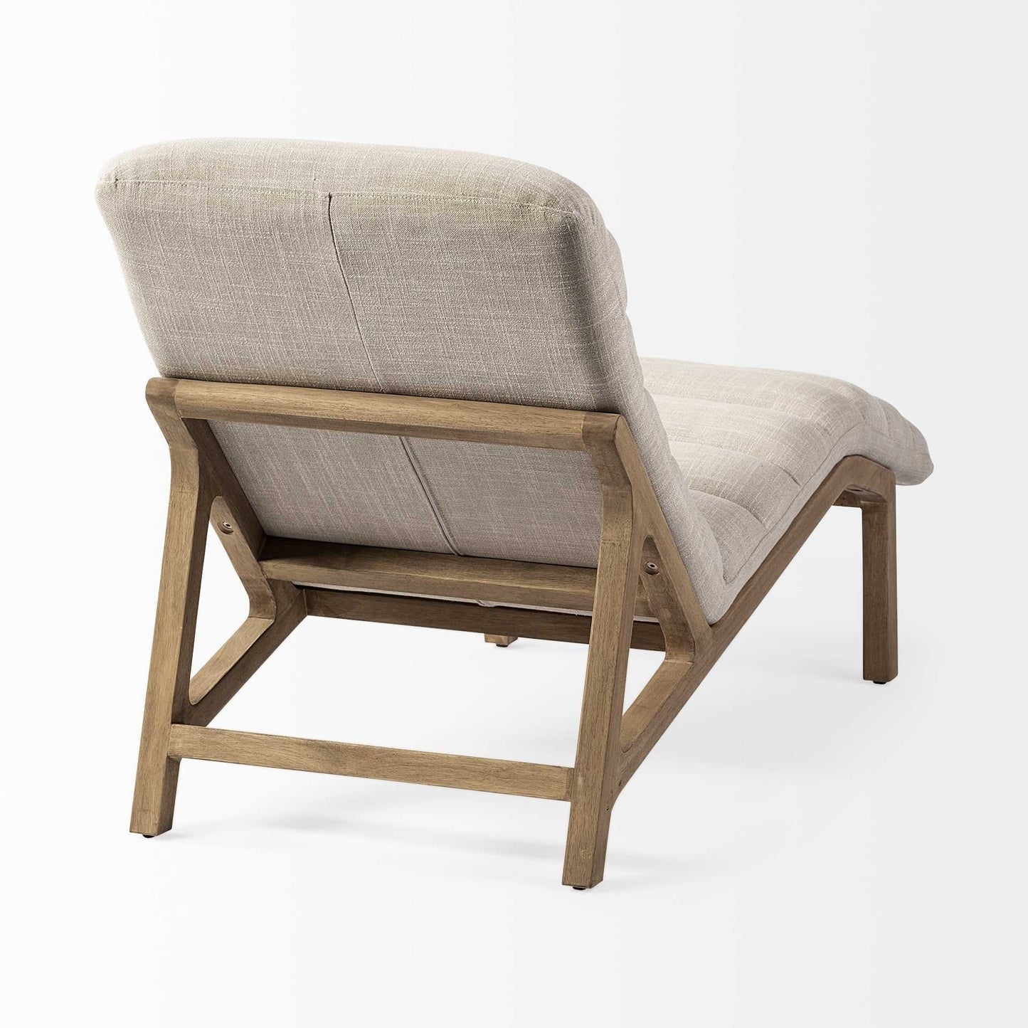 54" Cream and Brown Fabric Tufted Lounge Chair HomeRoots