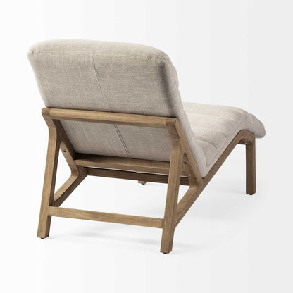 54" Cream and Brown Fabric Tufted Lounge Chair HomeRoots