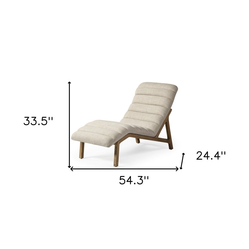54" Cream and Brown Fabric Tufted Lounge Chair HomeRoots