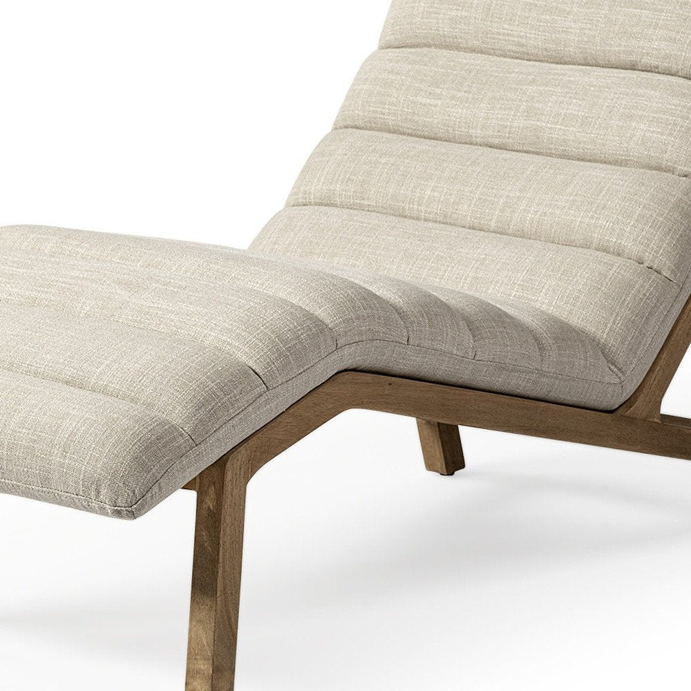 54" Cream and Brown Fabric Tufted Lounge Chair HomeRoots