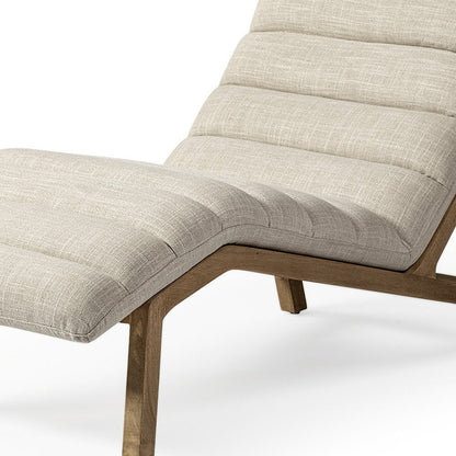 54" Cream and Brown Fabric Tufted Lounge Chair HomeRoots