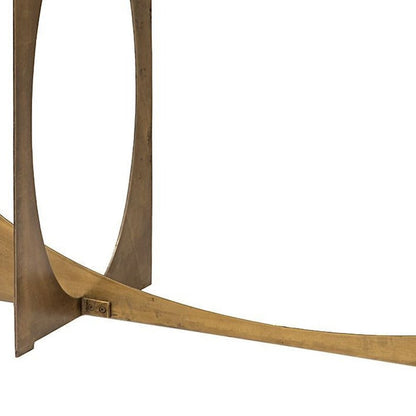 59" White and Gold Genuine Marble and Metal Geo Base Console Table HomeRoots