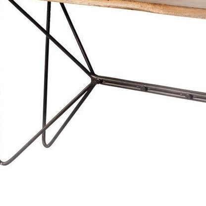 66" Brown and Black Solid Wood and Iron Abstract Base Console Table HomeRoots