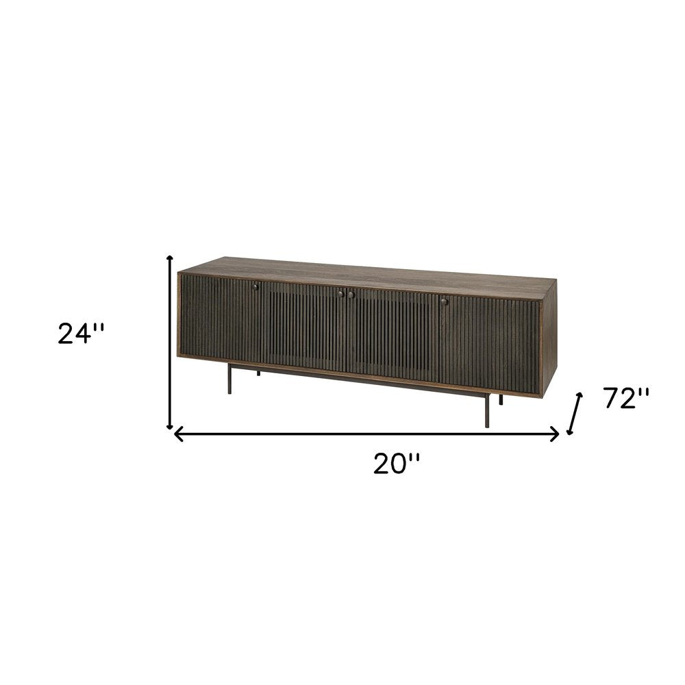20" Brown Solid Wood Cabinet Enclosed Storage TV Stand — view 8