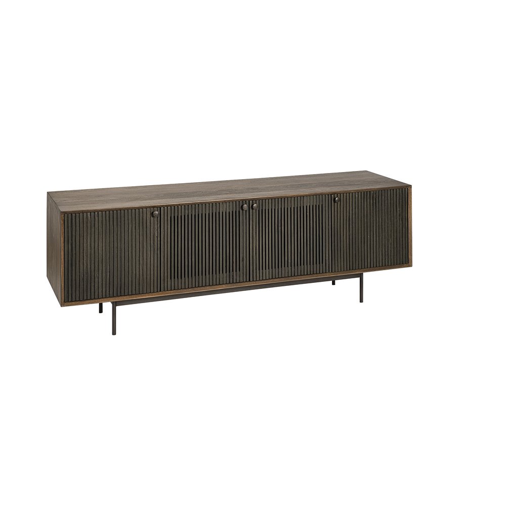 20" Brown Solid Wood Cabinet Enclosed Storage TV Stand — view 7