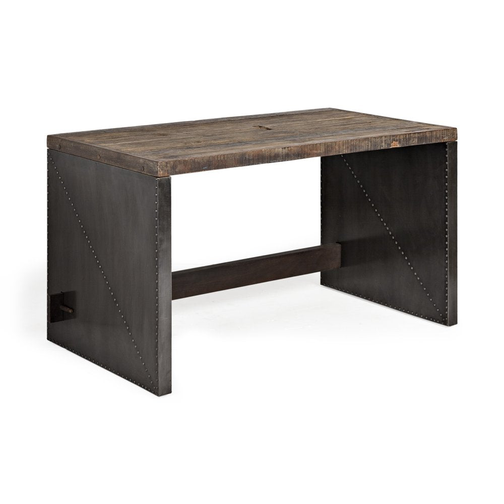 52" Dark Brown and Gray Writing Desk HomeRoots