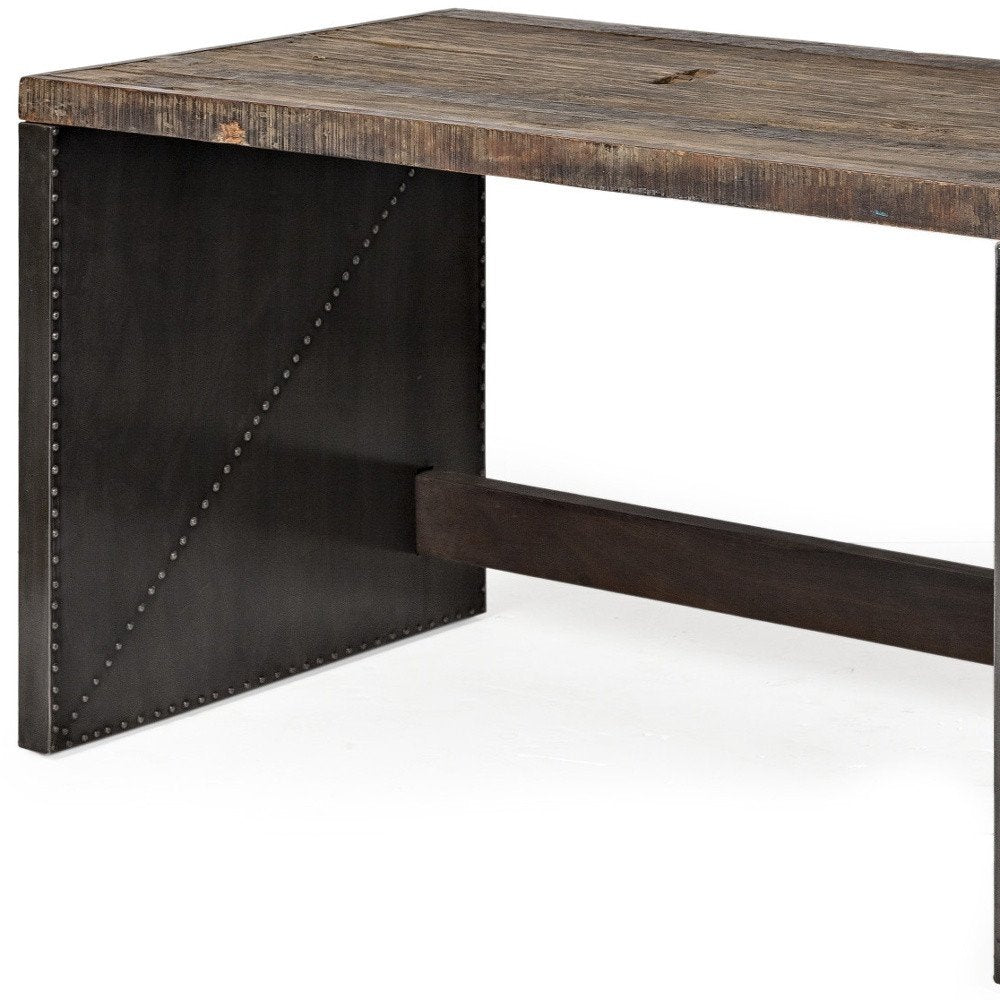 52" Dark Brown and Gray Writing Desk HomeRoots