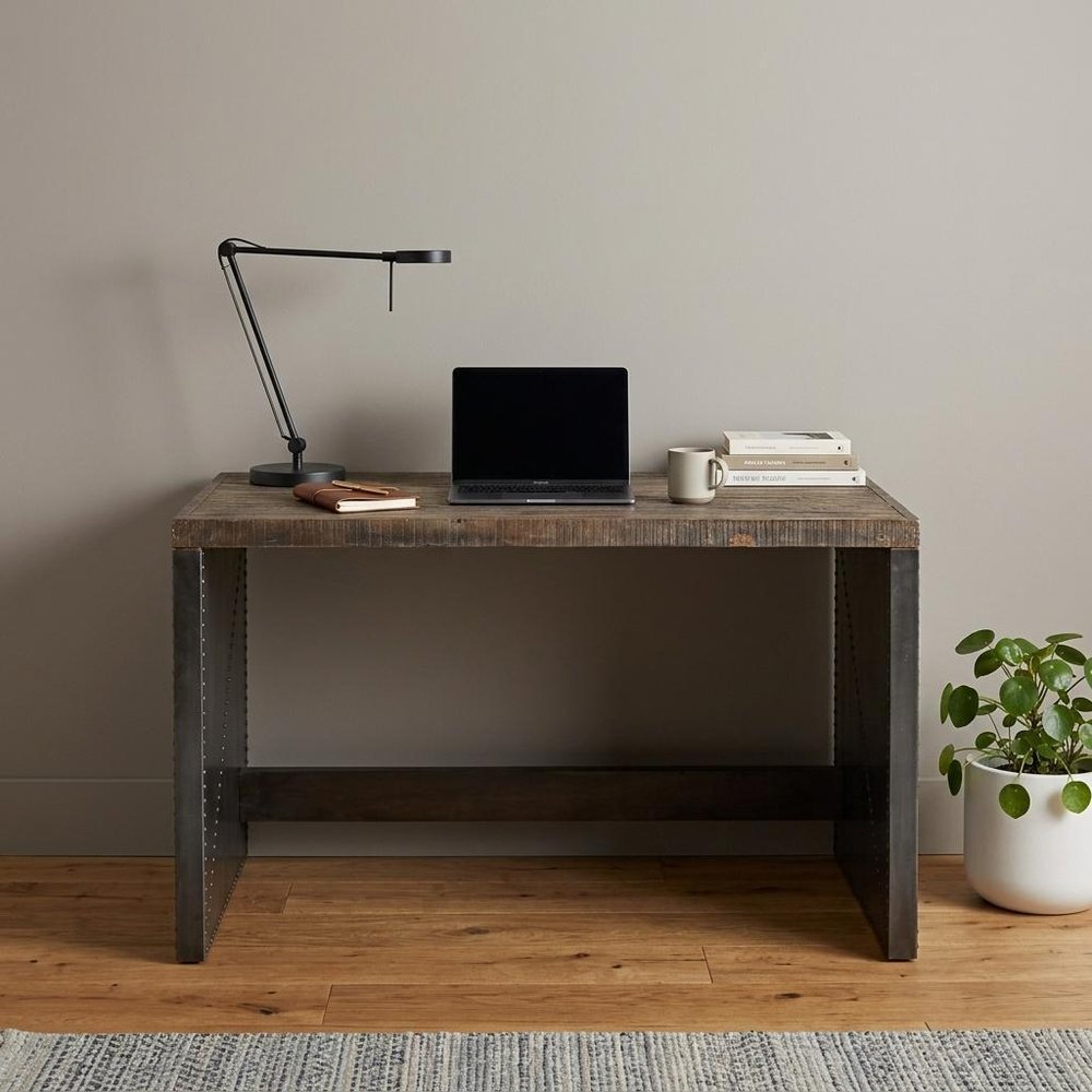 52" Dark Brown and Gray Writing Desk HomeRoots