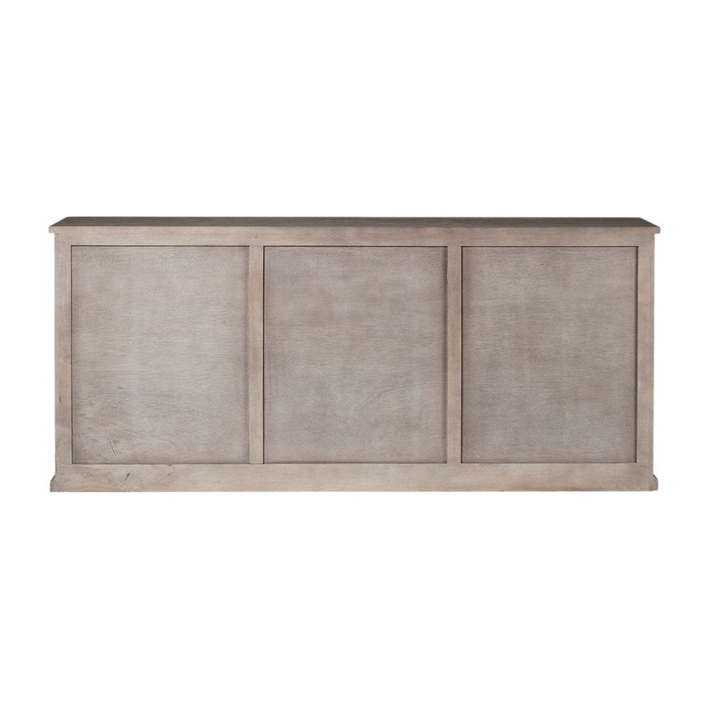 82" Brown Solid Wood Three Drawer Sideboard with Six Doors HomeRoots