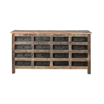63" Brown and Black Solid Wood 16 Drawer Sideboard HomeRoots