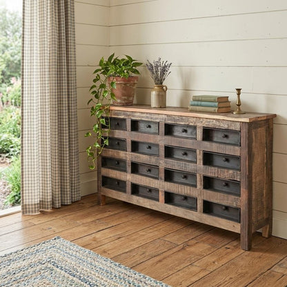 63" Brown and Black Solid Wood 16 Drawer Sideboard HomeRoots