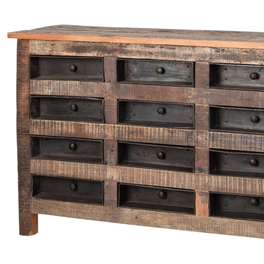 63" Brown and Black Solid Wood 16 Drawer Sideboard HomeRoots