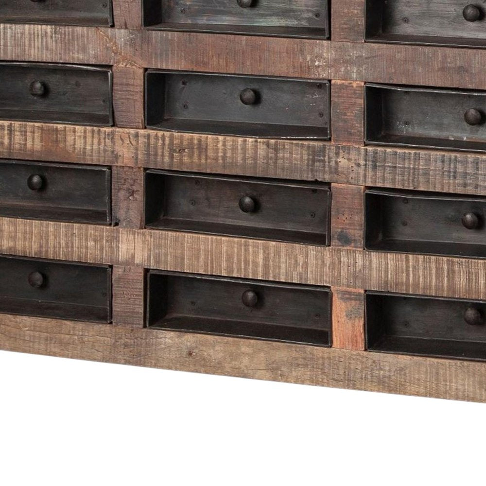 63" Brown and Black Solid Wood 16 Drawer Sideboard HomeRoots