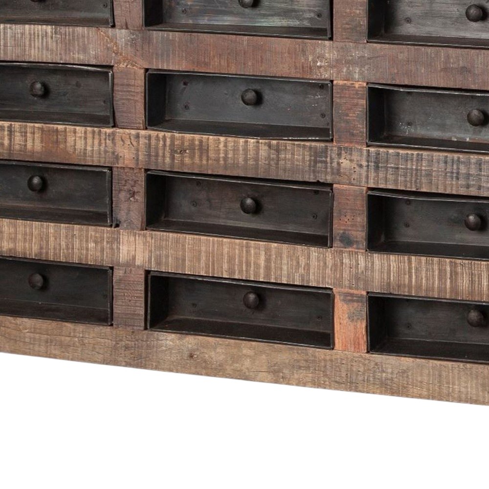 63" Brown and Black Solid Wood 16 Drawer Sideboard HomeRoots