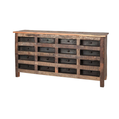 63" Brown and Black Solid Wood 16 Drawer Sideboard HomeRoots
