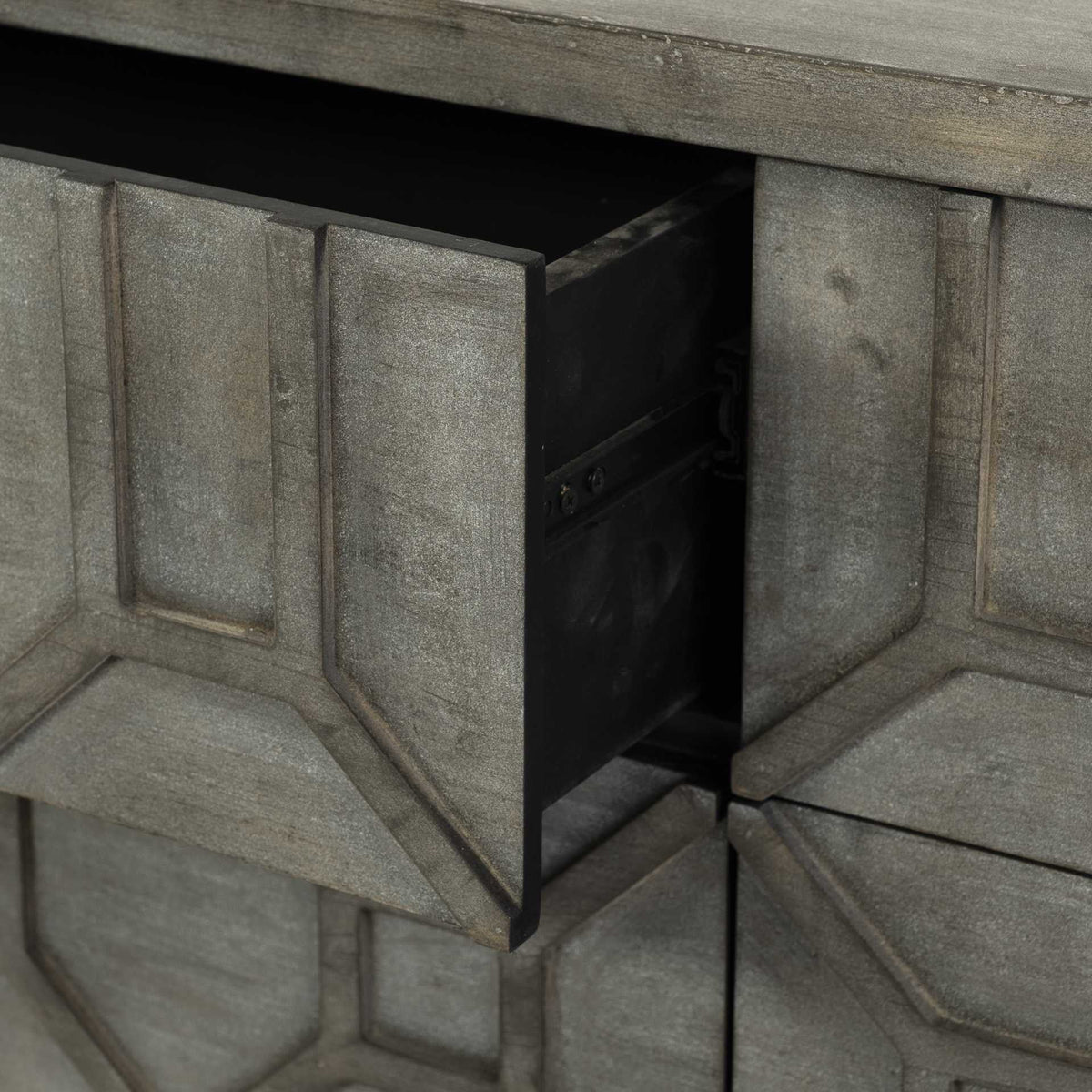 16" Brown And Antiqued Gold Solid Wood Nine Drawer Sideboard — view 7