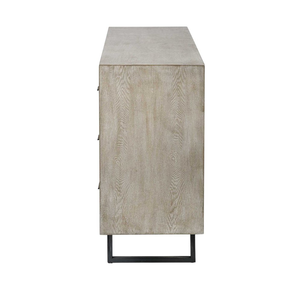 70" Light Brown Solid Wood Nine Drawer Sideboard — view 5