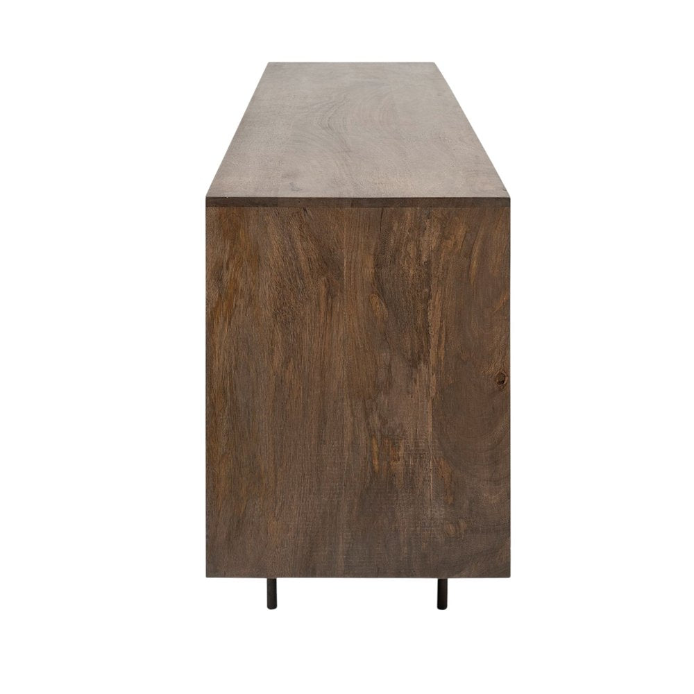 70" Brown and Black Solid Wood Six Drawer Sideboard HomeRoots