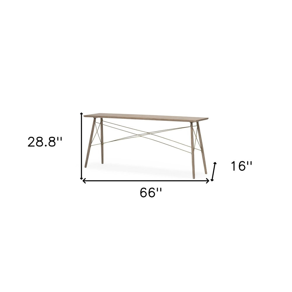66" Brown Solid Wood Console Table HomeRoots