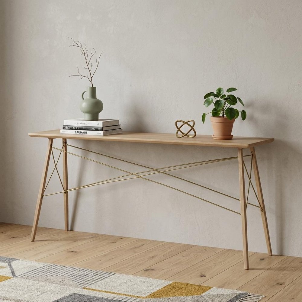 66" Brown Solid Wood Console Table HomeRoots