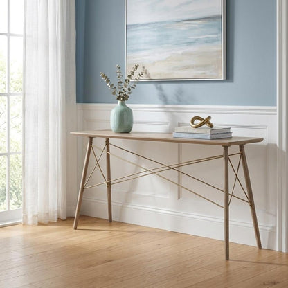 66" Brown Solid Wood Console Table HomeRoots