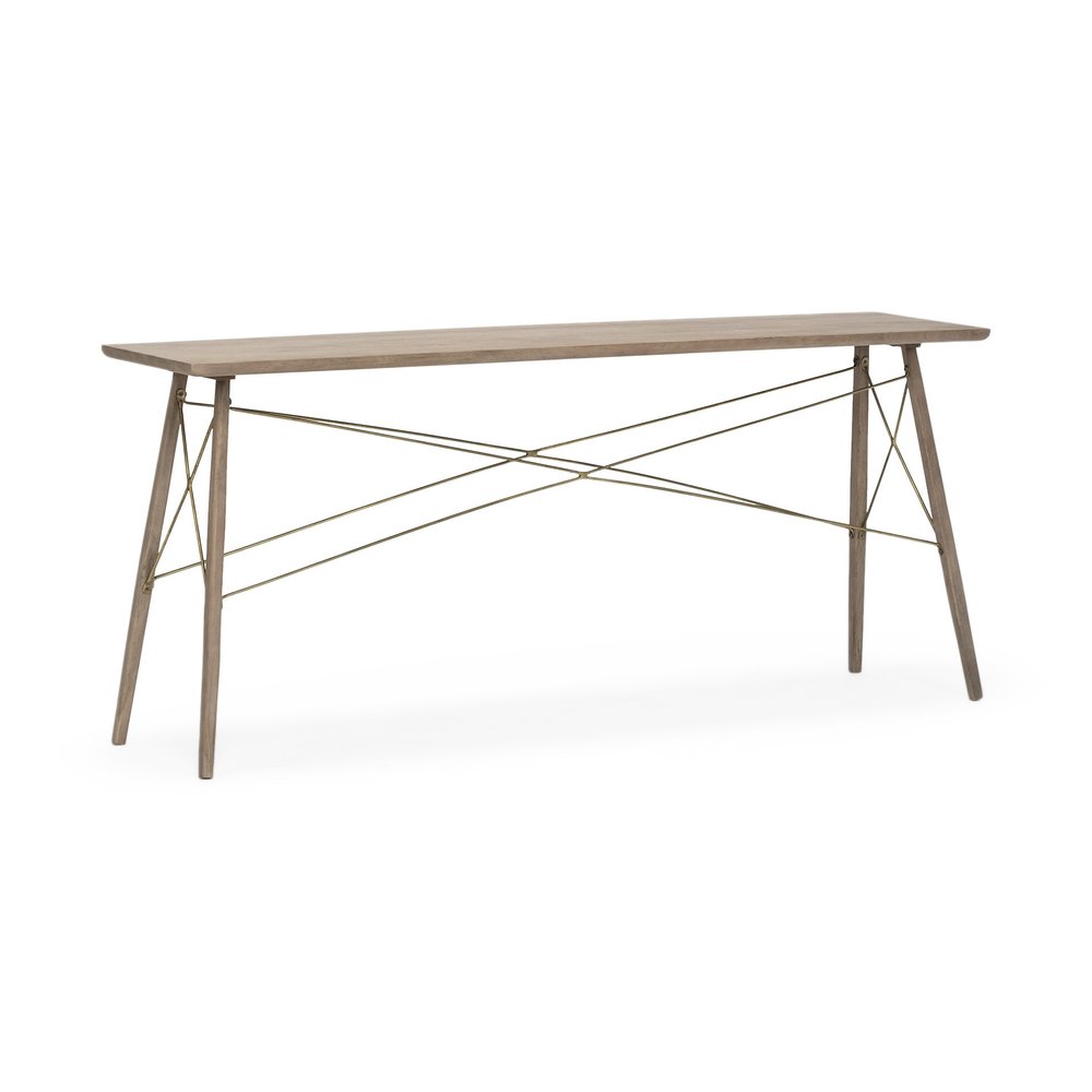 66" Brown Solid Wood Console Table HomeRoots